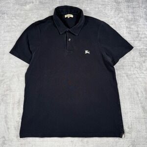 Burberry London Shirt Mens Medium Black Polo Embroidered Knight Logo Pique
